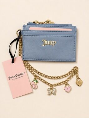 Juicy Couture Dusty Blue Charm Card Case III NWT
